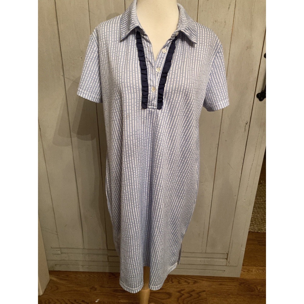 Simply Southern Dress Womens XL Blue White Striped Collared Shirt Sheath